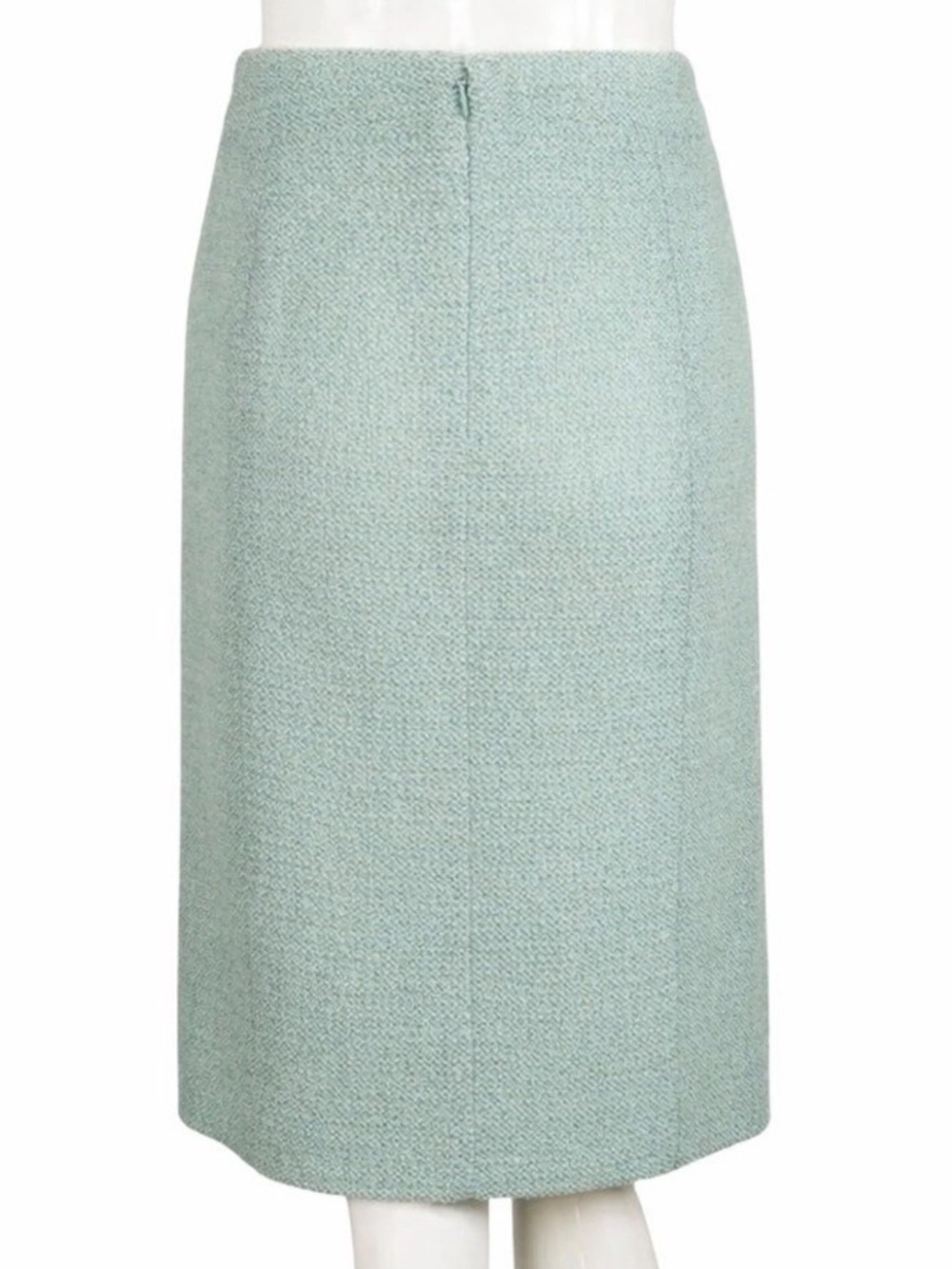 Chanel Vintage 1999 Cruise Aqua Seafoam Pencil Skirt FR44 US12 Silk Lined - Picture 4 of 10